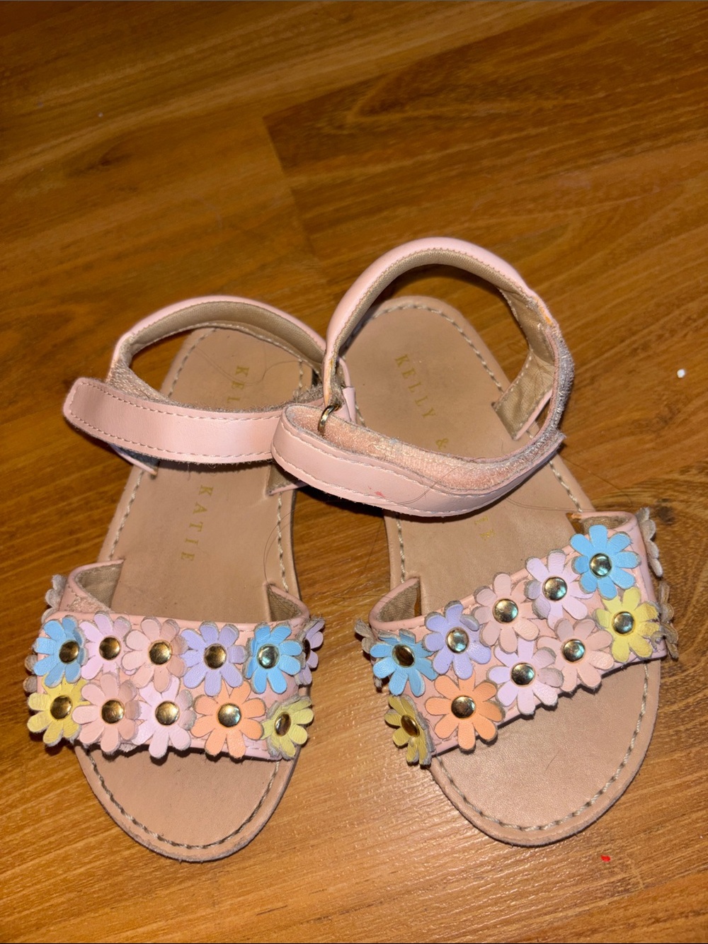 Kelly & Katie Pastel Pink Floral Girl's Sandals with Ankle Strap